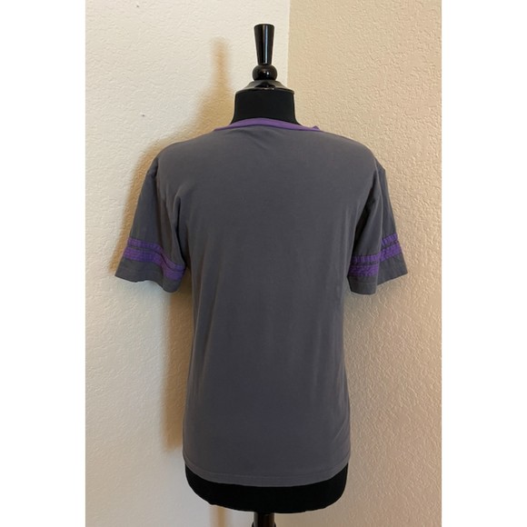 Gray and Purple Ringer Tee with Studded Cross-Sz L - Picture 3 of 9